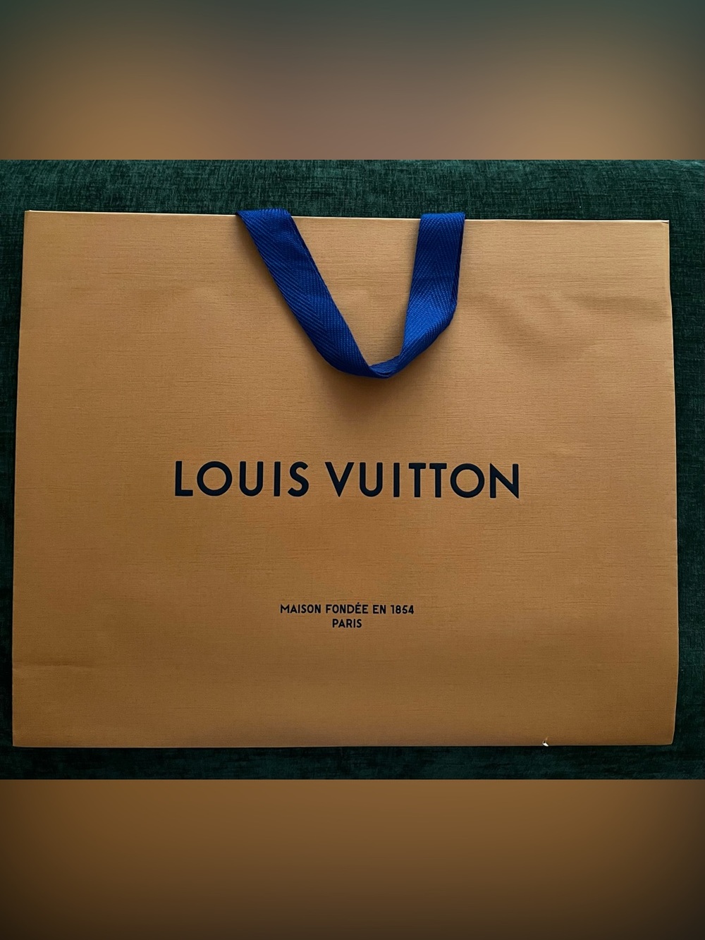 Louis Vuitton Orange Blue Ribbon Handles Shopping Paper Bag